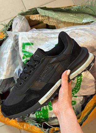 Мужские кроссовки lacoste elite active black mint лакост элит актив черные и мятные легкие и удобные