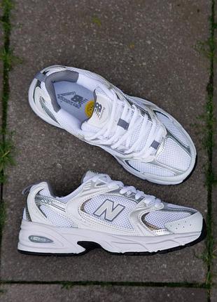 Женские кроссовки new balance 530 нью баланс 530 белые с серым спортивные и комфортные