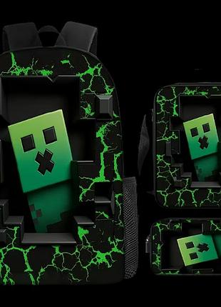 Набір із 3 предметів рюкзак пенал ланчбокс кріпер майнкрафт minecraft 05