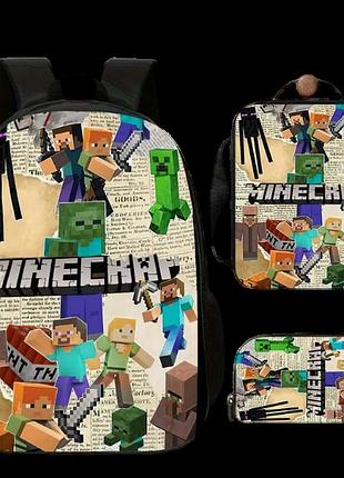 Набір із 3 предметів рюкзак пенал ланчбокс майнкрафт minecraft 06
