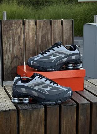 Кроссовки nike shox ride 2 sp x supreme найк шокс райд суприм черно-серые мужские