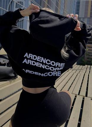 Стильна жіноча кофта на флісі з принтом ardencore на спині 42-46