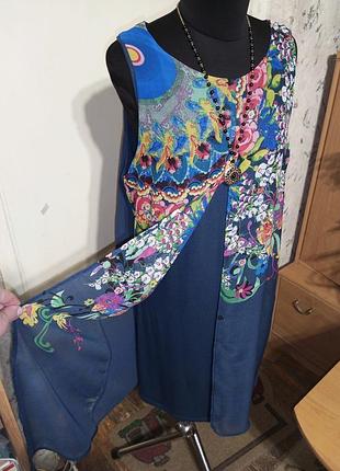 Desigual натуральне трикотажне-стрейч двошарове плаття- сукня у квітковий принт іспанія