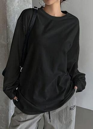 Базовый лонгслив свободного кроя двухнитка 42-46 (oversize)