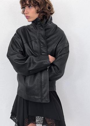Женская куртка из натуральной кожи zara original spain кожаная куртка зара куртка оверсайз зара xs/s