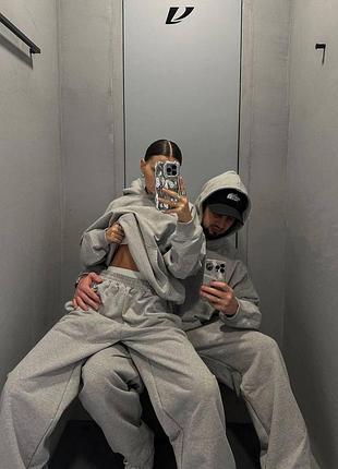 Качественный женский спортивный костюм двойка на флисе худи и джоггеры теплый стиль 42-44, 46-48