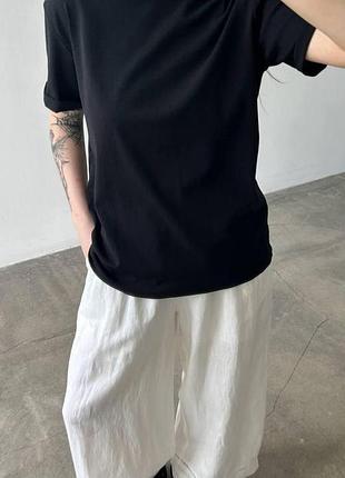 Базовая женская футболка oversize из натурального хлопка 42-46 48-52 черный, 48-52