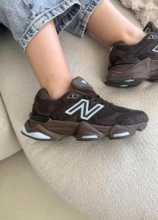 Кроссовки new balance 9060 нью баланс замшевые коричневые для женщин на каждый день