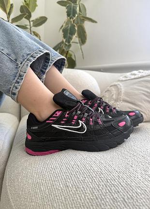 Кросівки nike p-6000 найк чорні та рожеві для жінок з високоякісних матеріалів