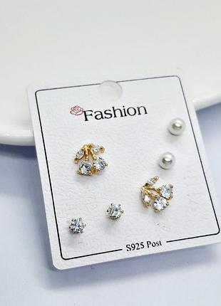 Комплект сережок (3 пари)stainless steel 14k.