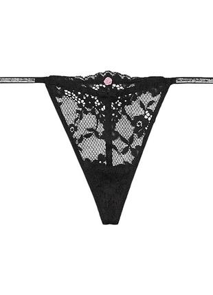Трусики со стразами victoria’s secret dream angels twinkle strap lace v-string s черные