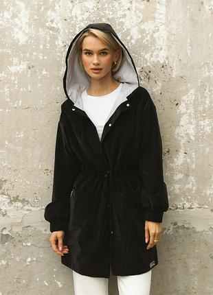 Черная ветровка парка l-xl