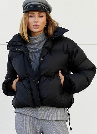 Черная матовая куртка-жилет l-xl