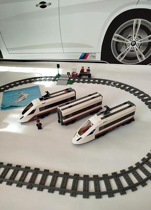 Конструктор lego оригинал скоростной пассажирский поезд на радиоуправлении 610 деталей белый 60051