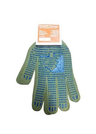 Перчатки рабочие no771 хаки и синяя пвх точка 10/11 р.тм a-tex