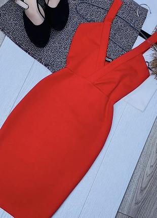 Нова літня сукня missguided xs червона сукня трикотажна коротке плаття футляр на запах