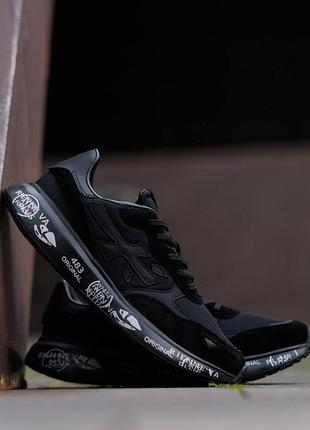 Чоловічі кросівки premiata moerun black преміата моерун чорні легкі та комфортні
