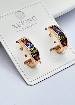 Сережки медзолото xuping jewelry 18k. 1,6 см.