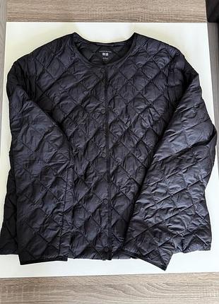 Uniqlo pufftech quilted jacket чорна l | компактна демісезонна куртка