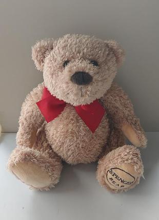 Spencer bear soft plush teddy bear with red ribbon 9” height comforter, m&s