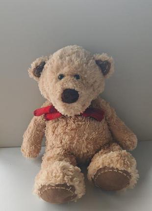 Vintage m&s scruffy bear 12" soft toy striped wool scarf machine wash