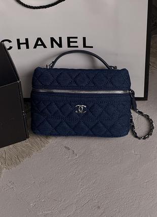 Сумочка женская клатч chanel lp 26 vanity mini синий деним шанель
