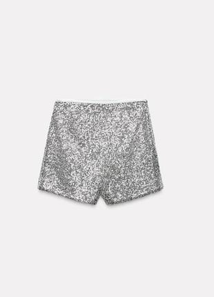Шорти zara в паєтках, висока посадка, m, нові