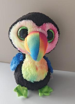 Ty beanie babies beanie boo's beaks the touch beanie boos multicolored, мягкая игрушка окастик "тукан",15см