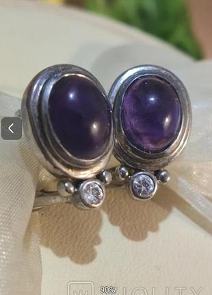 Серьги серебряные, аметисты, винтаж