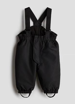 Теплі зимові штани (напівкомбінезон) чорні h&m 98