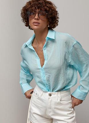 Легкая хлопковая рубашка с длинным рукавом