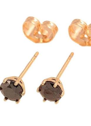 Серьги пусеты ml 18k черные кристаллы в 6-ти капанной оправе ø 5мм 303509 тм xuping