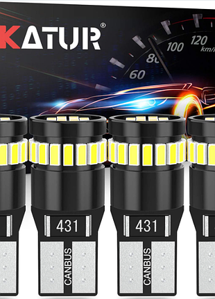 Светодиодная лампа katur 194, 6000k, белый свет, 168 2825 w5w t10, клиновидная, 24 * 3014, замена светодиодных ламп, canbus, без ошибок, для подсветки