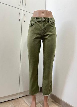Прямі джинси хакі вкорочені  zara кльош
