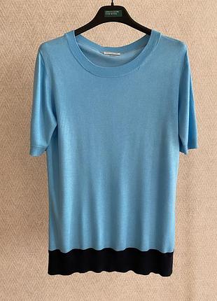 Жіноча трикотажна футболка stile benetton silk blend, віскоза та шовк, m
