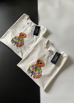 Футболка жіноча polo ralph lauren bear l л біла з ведмедиком акція знижка розпродаж