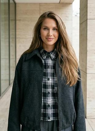 Бомбер с итальянской шерсти xxl-3xl . графит