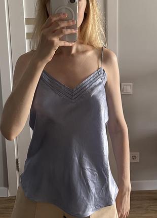 Блакитна шовкова майка massimo dutti / xs