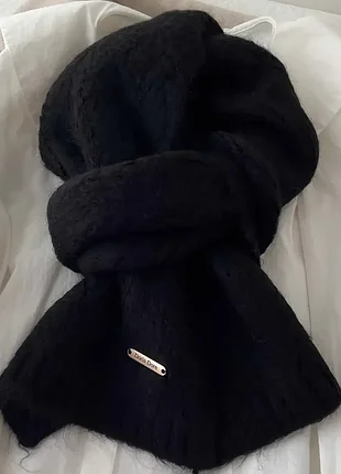 Женский зимний шарф fashion черный шерсть альпаки 24x160 см 2571220