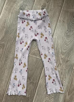 Лосинки zara 98 см 3 роки в квітковий принт в рубчик