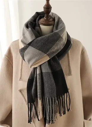 Женский шарф fashion серый-черный 65x200 см, темно-серый 2571244