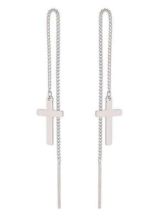 Серьги протяжки ttm stainless steel родий крестики с цепочками 9,9см (334451) тм xuping