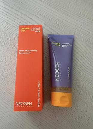 Освітлюючий гель для вмивання neogen dermalogy double vita capsule cleansing foam, 150мл