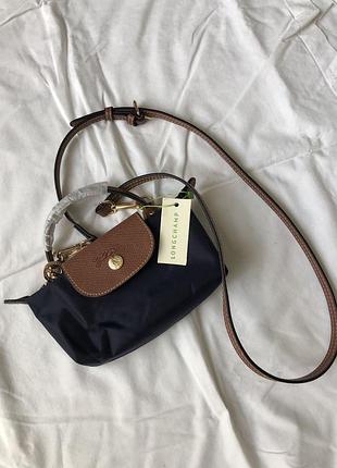 Сумка женская longchamp pochette mini черная кросс-боди нейлон акция скидка розродаж