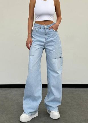 Джинси wide legs з розрізами