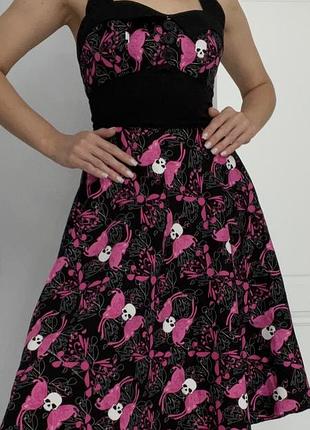 Ефектна сукня у стилі rockabilly / pin-up / gothic з фламінго-черепами!