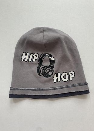Дитяча шапка «hip hop» сіра, трикотаж, обхват 40-50 см