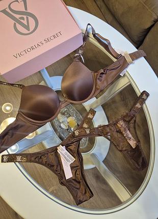 Комплект белья со стразами victoria's secret 34a (75a)/(s,xs)