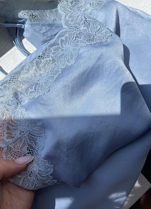 Шовковий топ майка на бретелях з мереживом intimate by change lingerie 100% шовк (s)