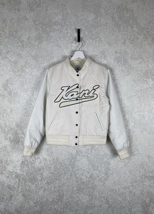 Жіночій шкіряний бомбер karl kani big logo в гарному стані, оригінал s-m